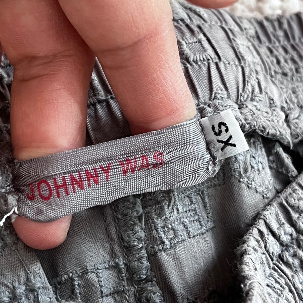 Johnny Was Cupro Grey Embroidered Cargo Jaspil Jogger Pants XS - Picture 3 of 12